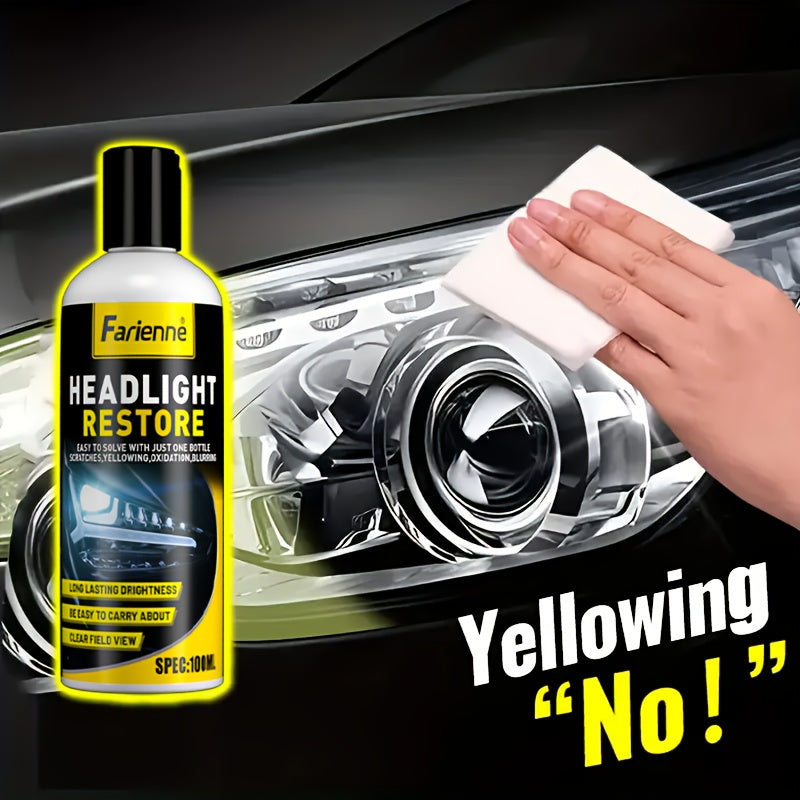 Professional Headlight Restorer - Remove Yellowing, Oxidation & Foggy Car Headlights - Lens Polish Abrasive Material - Effective in Enhancing Car Light Brightness, Abrasive Polish
