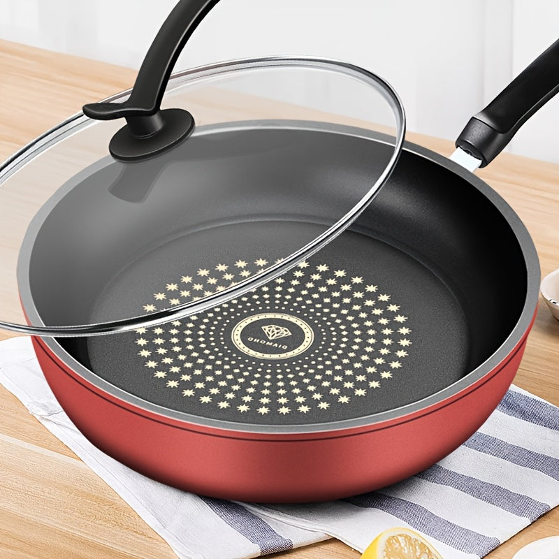2pcs covered frying pan set, multifunctional and dual-use, smoke-free, suitable for kitchen pancakes, stir frying, etc