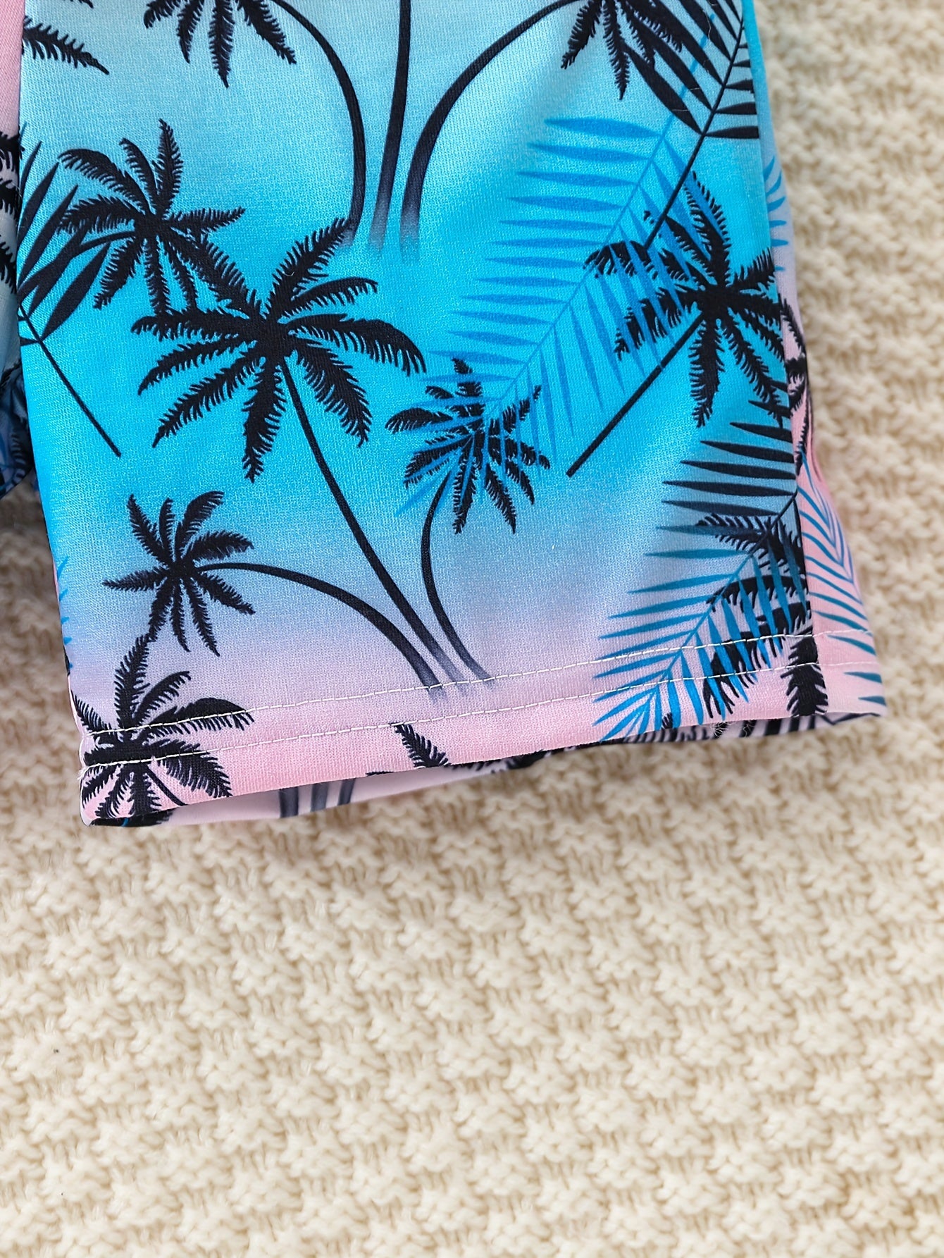 Boy's Coconut Trees Casual Outfit Round Neck Tank Top & Shorts Comfortable Breathable For Summer Kids Clothes Sets, Ideal For Daily & Outdoor Wear