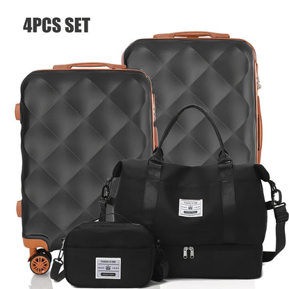 4pcs Sets Luggage 20+24 Inch, Carry-On ABS Hardshell Suitcase with Spinner Wheels, Lightweight Travel Luggage Set for Women and Men with Lock, Includes (20+24) + Travel Tote Gym Bag, Suitcase Set, Suitcase For Travel, Suitcas