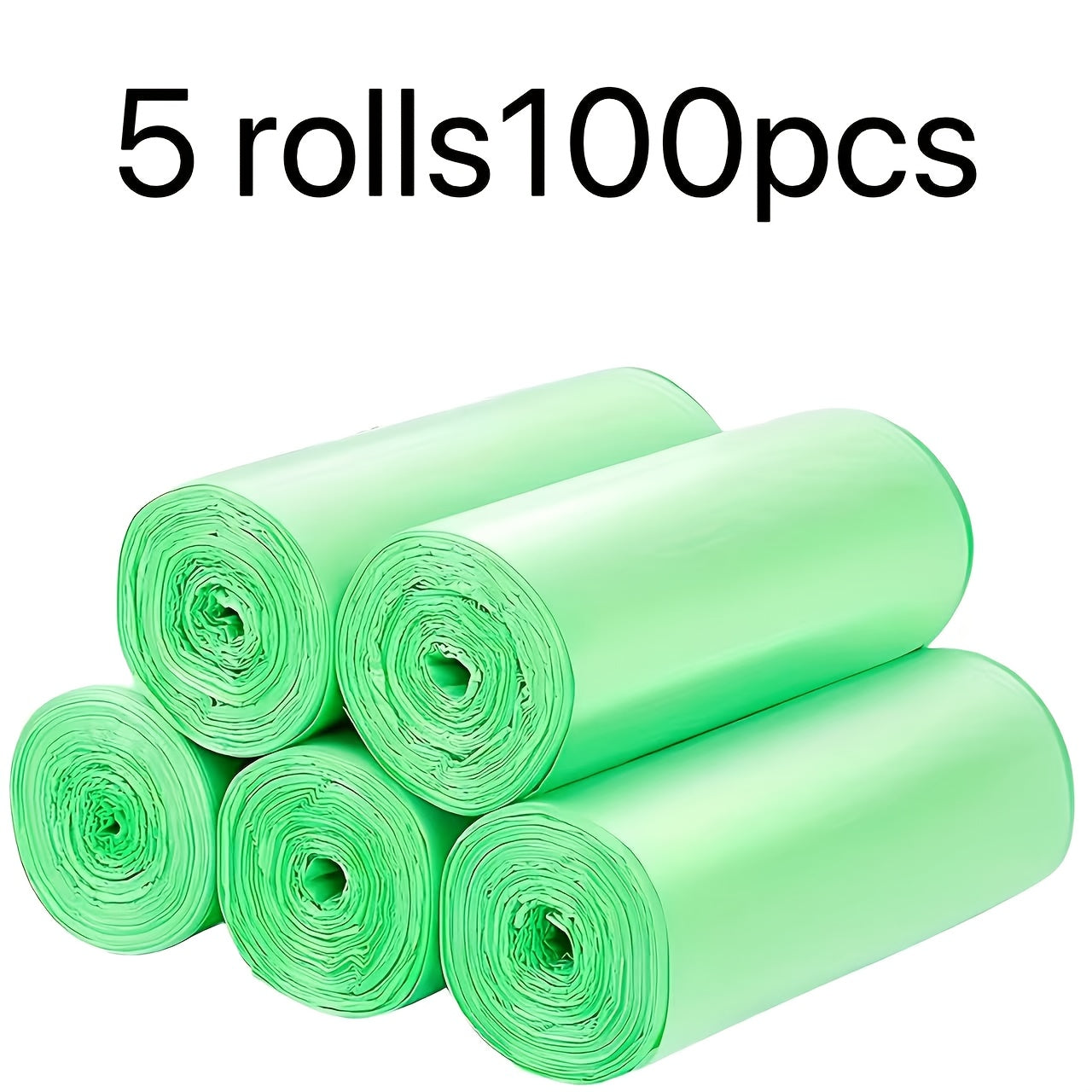 5 rolls100pcs Trash Bags, 9.99L Capacity (45.01x50.01 cm) - High-Quality, Leak-Proof, Multi-Purpose for Home, Kitchen, Office, School, Outdoor & Bathroom Use - Green Plastic Disposable Waste Bags