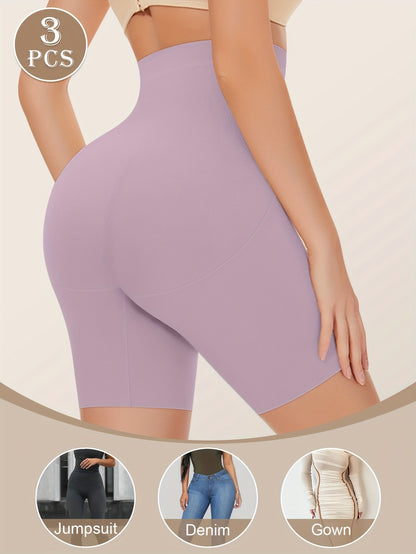 3pcs Women's Tummy Control High Fashion Underwear, Boxer Briefs, Breathable Lace Mesh Safety Pants for Summer and Leg Shaping, Seamless Tummy Underwear, High Waist Panties, Plus Size Women's Panties, High Wa