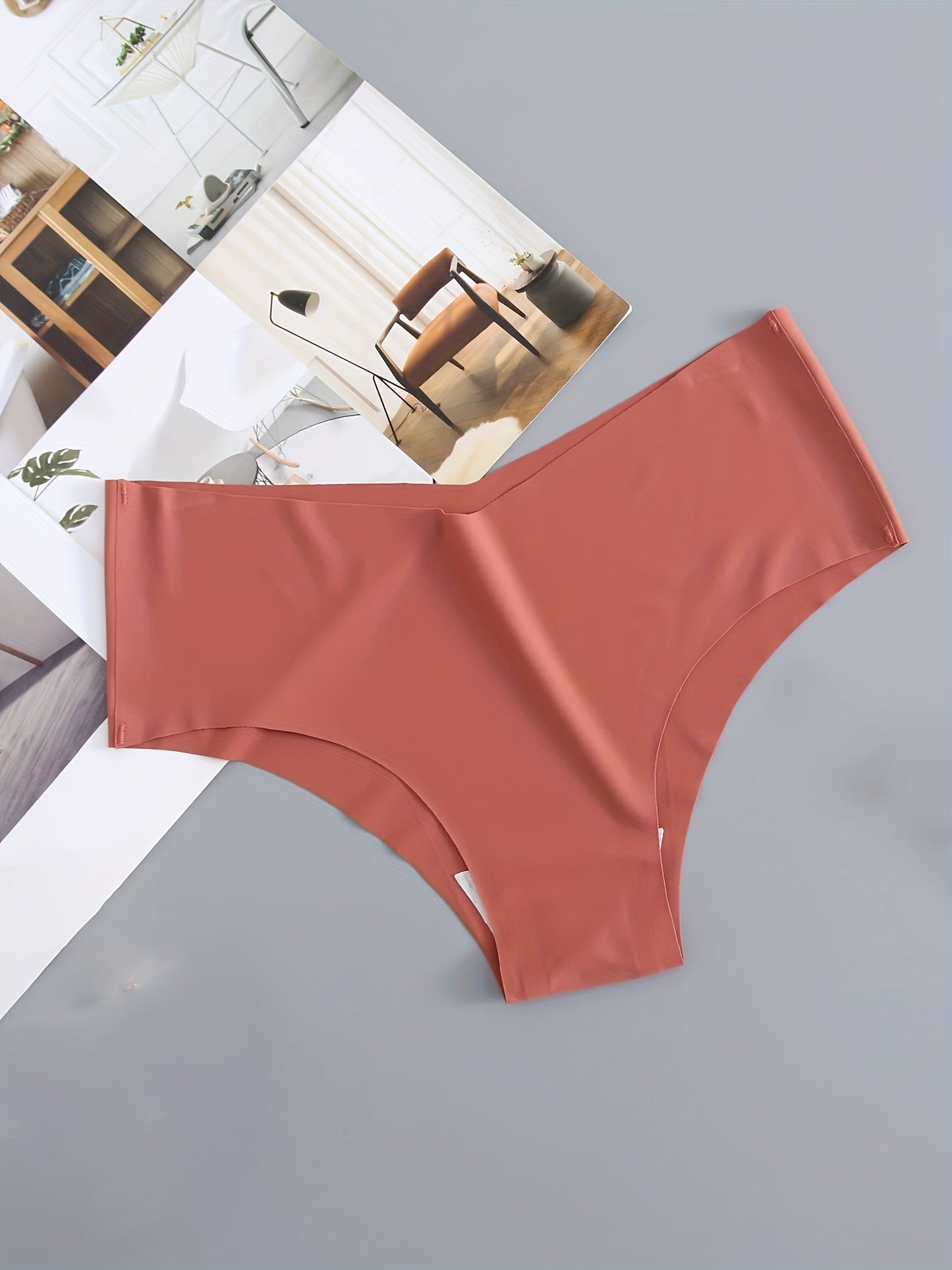 4 Pack Seamless Panties, Sporty & Comfy Solid Brief Panties, Women's Lingerie & Underwear