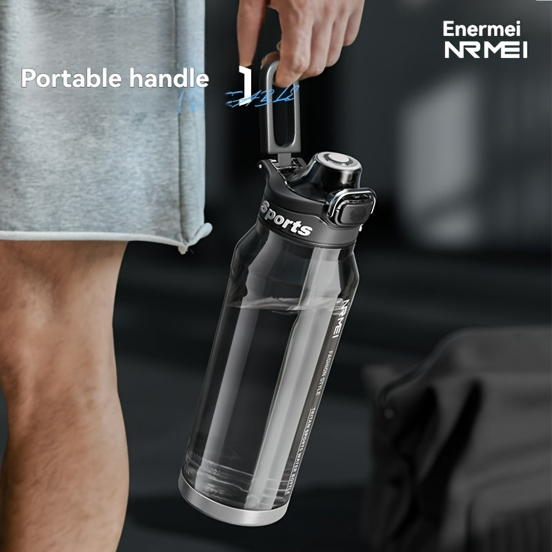 Garrafa de água desportiva NRMEi com palhinha, tampa flip-top e pega portátil - Design durável, resistente a impactos e antiderrapante para ginásio, atividades ao ar livre e hidratação. Acabamento brilhante e elegante. Material livre de BPA.