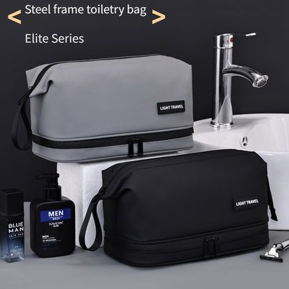 Men's double-layer zipper toiletry bag, large capacity travel storage makeup bag, portable makeup storage bag