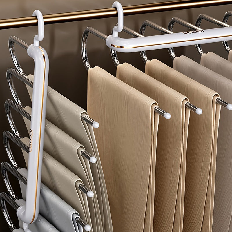 1pc Multi-layer Pants Hanger, Stainless Steel Rack, Save Space Storage And Organization For Wardrobe, Closet, Bedroom, Suitable For Pants, Jeans, Scarves