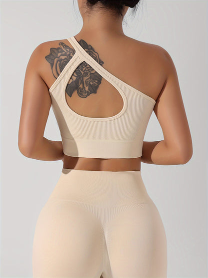 Women's 2pcs Yoga Set: Sexy One-Shoulder Sports Bra & High-Waist Butt Lifting Leggings - Stretchy, Non-See-Through Activewear