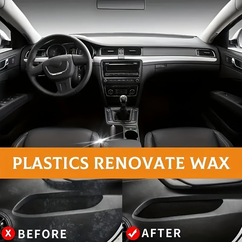 Car Interior Wax, Leather Care Cream, Dashboard Polish, Seat Cushion Renovator, Enhances Plastic & Leather Repair, Anti-Aging & Whitening, for Wood-Plastic Composite, Auto Maintenance & Interior Decor Care Product, Plastic Pa
