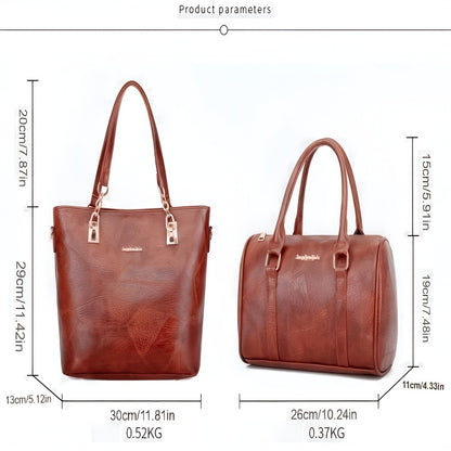 Conjunto de seis bolsas de senhora em PU, incluindo bolsa a tiracolo, bolsa de ombro única, bolsa de mão e bolsa grande.