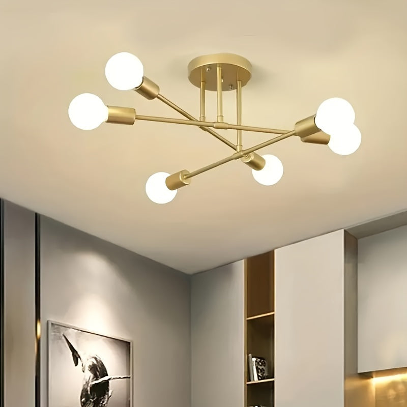 A Modern Artificial Satellite Chandelier with 6 Light Ceiling Fixtures, Featuring E27/E26 Bulb Sockets, Suitable for Bedrooms, Dining Rooms, Kitchens, And Offices.