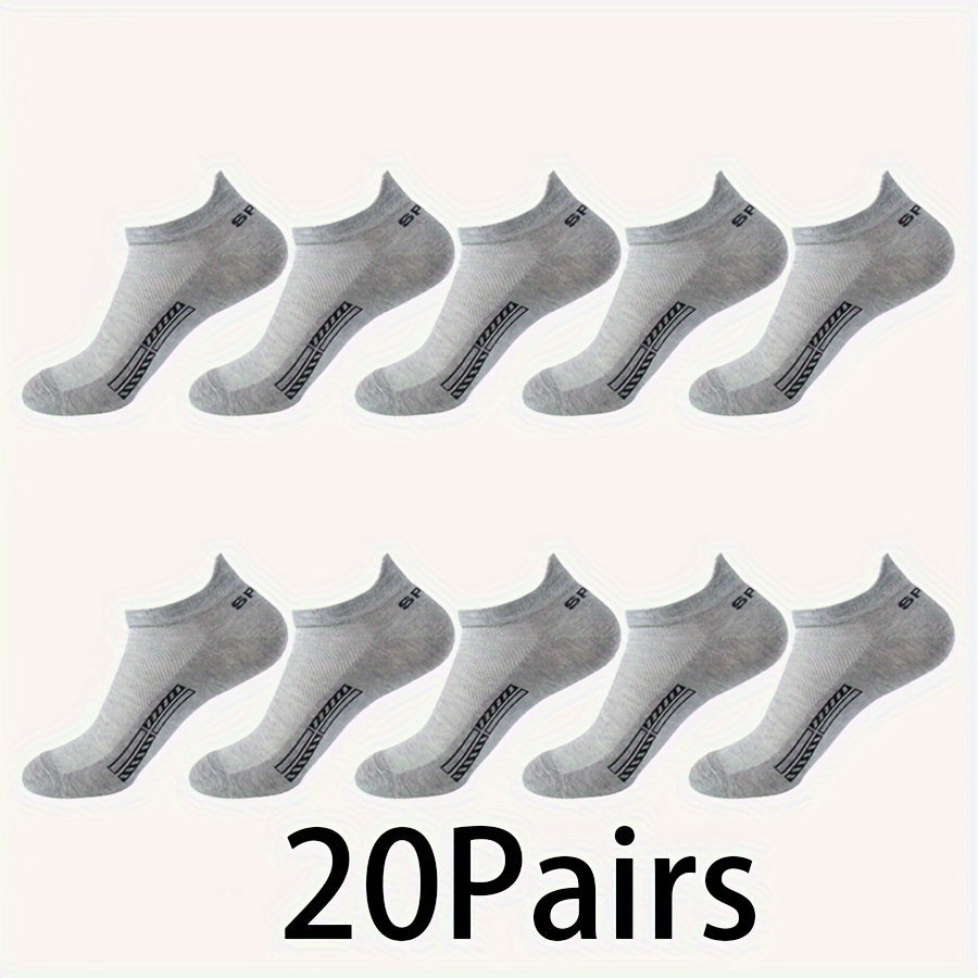 10 Pairs of Unisex No-Show Socks, Combed Cotton Breathable Mesh Casual Athletic Crew, Socks for Work, High Quality Socks for Men, Plus Size Mens Socks, Grippe Socks, Working Socks for Men, Casual Attire, Work Socks, Minimalis
