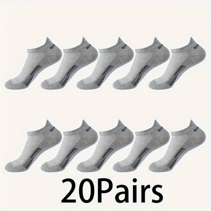 10 Pairs of Unisex No-Show Socks, Combed Cotton Breathable Mesh Casual Athletic Crew, Socks for Work, High Quality Socks for Men, Plus Size Mens Socks, Grippe Socks, Working Socks for Men, Casual Attire, Work Socks, Minimalis