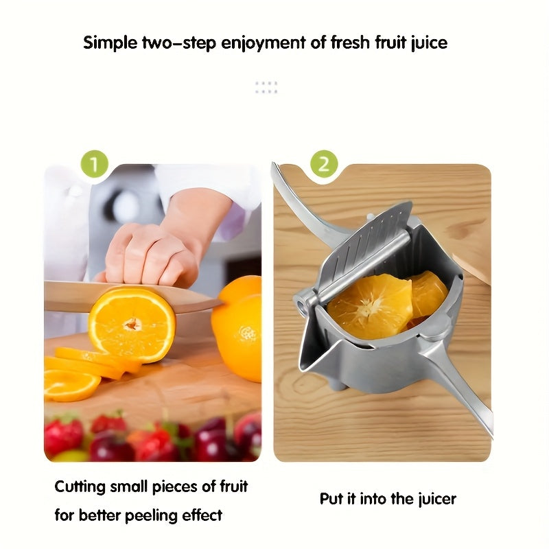 Manual Citrus Juicer - Aluminum Alloy, Non-Slip Base, Easy-Clean Design with Push-Button Operation for Lemons, Oranges, Pomegranates & Blueberries - No Electricity Needed, Portable Kitchen Tool, Citrus Juicer Reamer, Sleek Me
