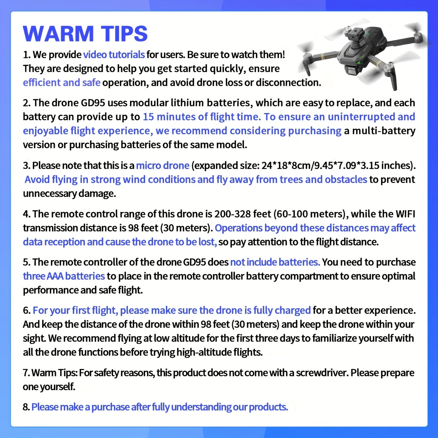 Drone Quadricóptero GD95 (1 unidade), Dobrável - Fácil de Transportar, Câmara Dupla SD HD - Estabilização de Imagem, com Função de Voo Estacionário por Fluxo de Luz e Desvio de Obstáculos, Presente de Aniversário - Presente de Natal