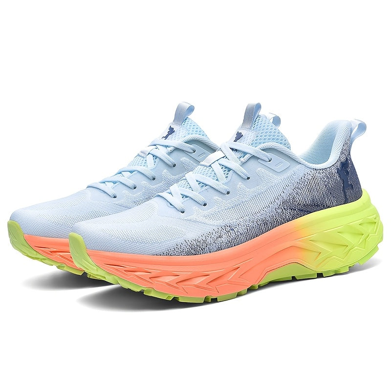 Calçado desportivo para homem para todas as estações, sola macia MD, topo em malha respirável, design leve, sola grossa, calçado moderno para corrida, viagens, caminhadas e campismo.