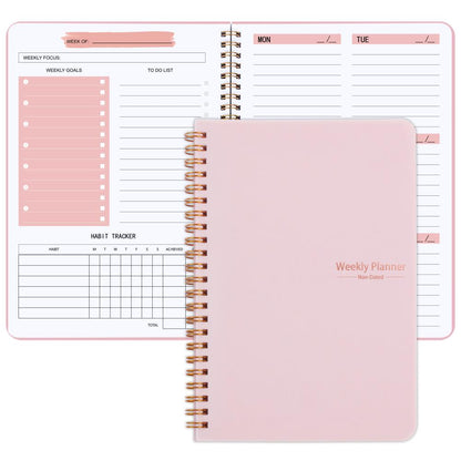 1pc Trees Spiral Undated A5 Daily Weekly Notebook Planner Agenda, Stationery Office School Supplies, Record Daily Plans To Achieve Future Goals, 21.08*13.97 Cm, 52 Sheets