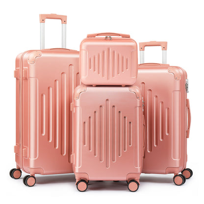 4pcs Luggage with Corner Protectors, 12/ 20/ 24/ 28-Inch, Durable Hard Shell, 360 Spinner Wheels, Multifunctional Large Capacity, Lightweight Travel Suitcase