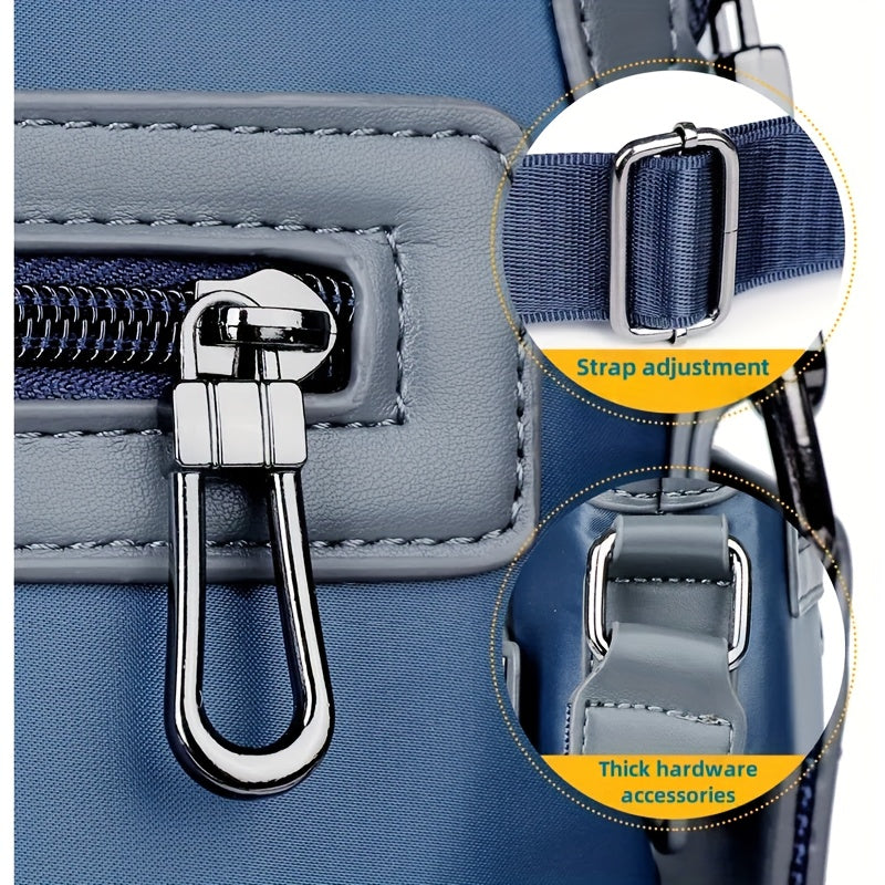 Men's Large Laptop & Wallet-like Tote - Soft Slim Texture, Adjustable Strap, Fits 38.1cm Devices - Ideal for Travel, Gym & Daily Use - Black & Blue Color Options