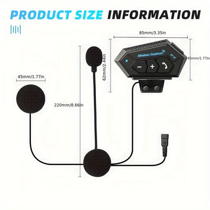 Wireless 12, Wireless Motorcycle Helmet Earphone Headset Hands-free Call Kit Stereo Music Player Speaker