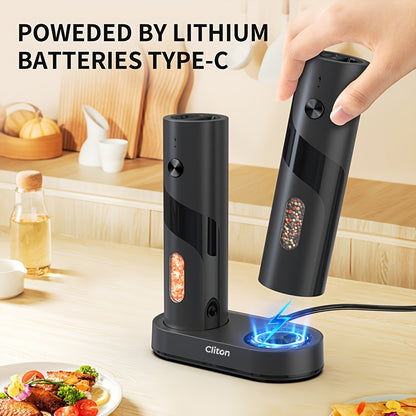 Moinho Elétrico de Sal e Pimenta USB com Luz LED