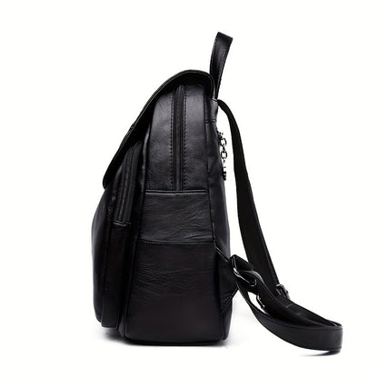1pc Stylish Soft Women’s Backpack - Large Capacity, Lightweight with Adjustable Straps, Black, Perfect for Daily Commute & Student Use, Travel Backpack