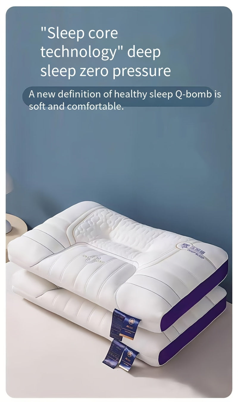1pc Zero Pressure Deep Sleep Neck Pillow - 4-Level Ergonomic Cervical Pillow with Anti-Hunchback Design, Soft & Firm Support for Side/Back/Stomach Sleepers, Non-Collapsing Core, 8-Hour Comfort, Hand Washable, Ideal for Home U