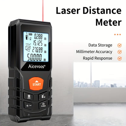 AICEVOOS High Precision Digital Laser Distance Meter, 50-120m Range, Battery-Powered, Rubber Casing, Electronic Measuring Tape for Industrial Measurement, Measurement Tool|Digital Distance Meter|Rubber Casing Tape