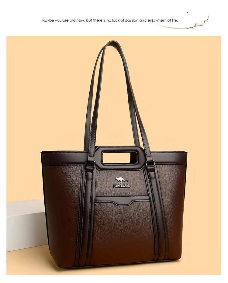 2025 New Women'S Shoulder Tote Bag, Stylish Large Capacity Underarm Bag, Casual Handbag, Soft Shoulder Bag, Women'S Commuter Bag, Made of High-Quality Synthetic, a Bag for Documents, Elegantly Simple Design, Zipper Closure, S