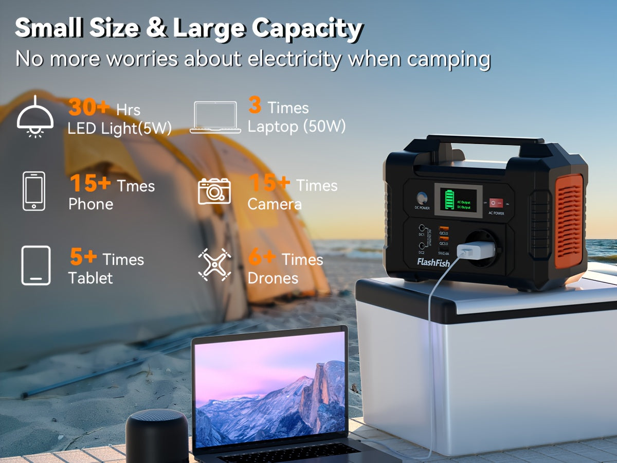 200W Portable Power Station, 60W Foldable Solar Panel, 151Wh Digital Display Solar Generator, with BMS Smart Battery | High-Density Lithium Battery | Sine AC Power, Home Backup | Outdoor Travel Essential Set, Portable Generator