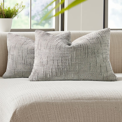 2pcs, Chenille Throw Pillow Covers Set of 2 Thick Textured Slubby Couch Pillow Covers Farmhouse Accent Modern Neutral Decorative Pillow Cases for Bed Sofa, Living Room, Machine Washable