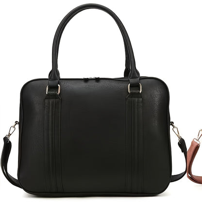 Vintage-Style Large Capacity Laptop Bag for Men & Women - Adjustable Crossbody Shoulder Bag with Detachable Strap, 3 Compartments, Tablet Pocket, Lightweight Durable Design for Office, Commuting & Travel, Laptop Carrying Case