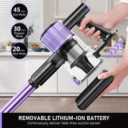 High Suction Home Cordless Vacuum Cleaner, 10-in-1 Multi-Purpose Cane Vacuum Cleaner, 45-Minute Range, 3 Suction Modes with Upgraded Green LED Lights And Tangle-Free Brush for Home, Hardwood Floors, Carpets And Pet Hair.