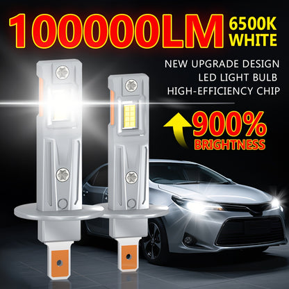 2pcs 2025 Upgraded H1 9005 9006 LED Bulb, Super Bright 1:1 Mini Size 100000LM 12V 6500K White with Fan H4 H7 H11 for Automotive Headlamp Lights, LED Headlight Fog Light, Plug and Play, Without Battery