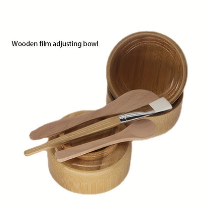 4pcs Bamboo DIY Face Mask Mixing Kit - Includes Bowl, Spatula, Brush & Beauty Scoop - Alcohol-Free, No Batteries Required