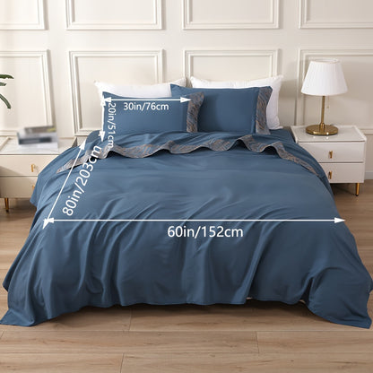 Luxury jacquard Bed Sheets Set 40.64cm deep pocket - 4pcs Bedding - Shrinkage and Fade Resistant - Easy Care 1flat+1fitted+1/2pillowcase