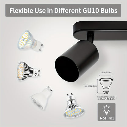 4-Head Adjustable Spotlight Ceiling Light Fixture - Modern Black Metal Semi-Flush Mount with 4 Adjustable Arms, 110-240V Hardwired, No Battery Needed, Easy Installation for Living Room, Bedroom, Office, Kitchen, Bathroom, Cei