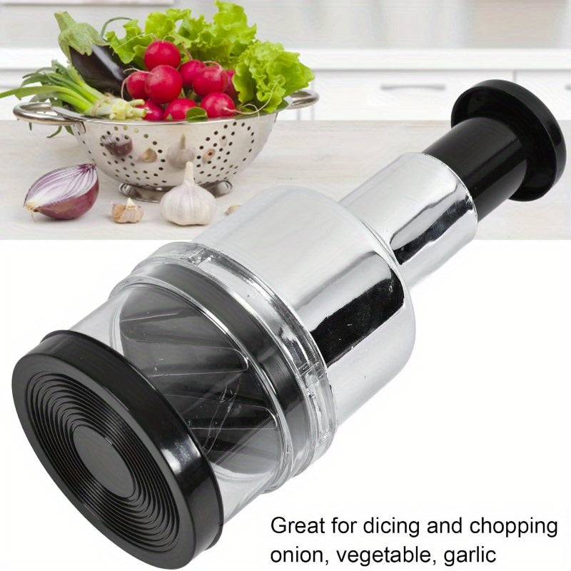 1pc Stainless Steel Manual Garlic Press & Food Chopper - Handheld Vegetable & Onion Cutter, Grinder, Crusher, Mini Grinder for RV Kitchens | Durable Kitchen Tool with Ergonomic Handle, No Electricity Needed, Garlic Crusher, K