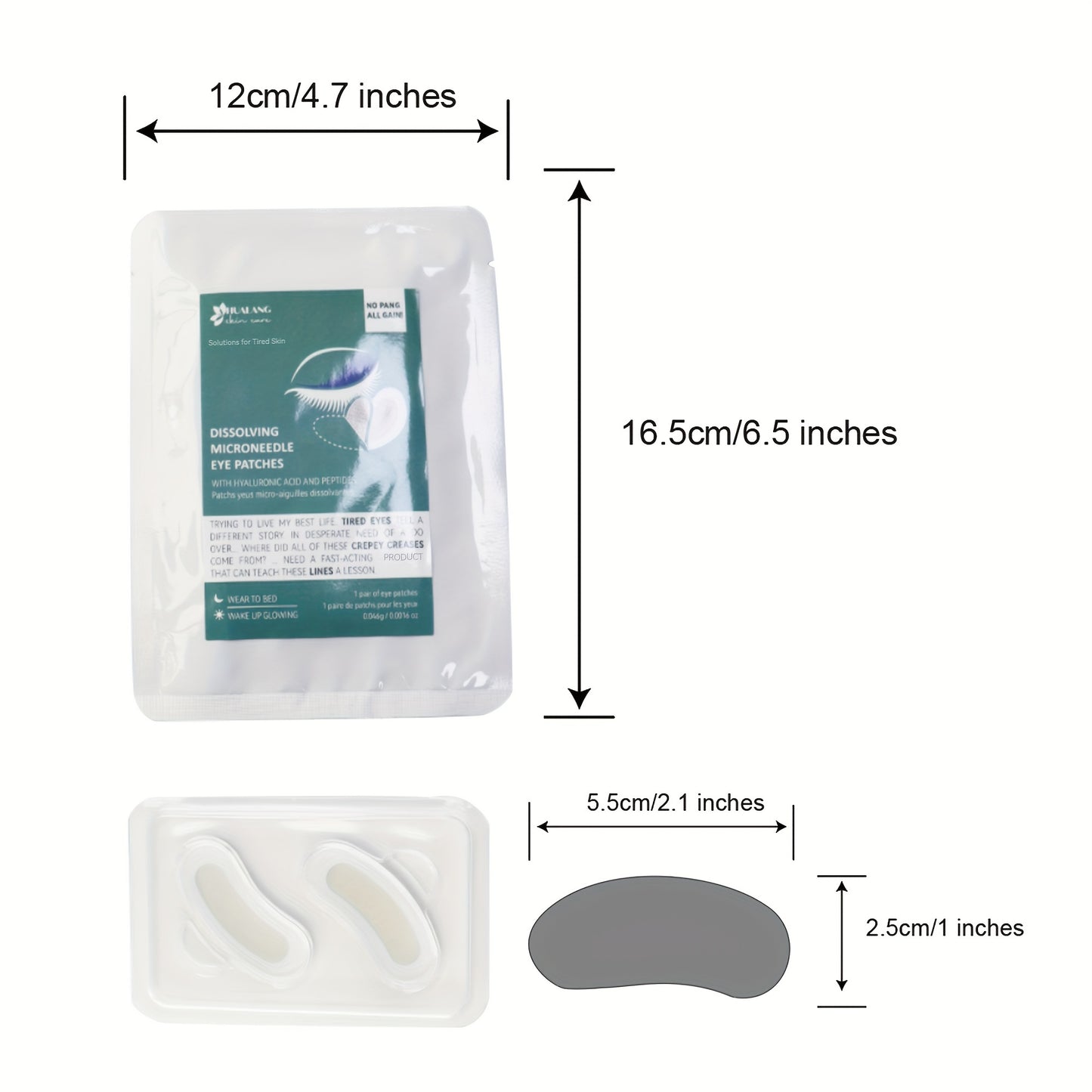 Hyaluronic Acid Soluble Dissolving 0.28mm Microneedle Under Eye Patches