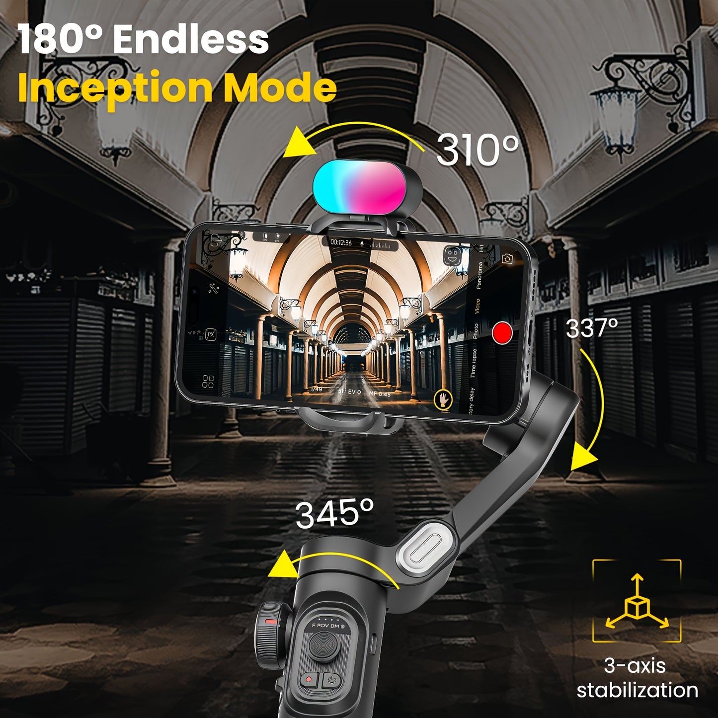 AOCHUAN 3-Axis Smartphone Gimbal Handheld Phone Stabilizer With AI 7.0 Anti-Shake, AI Face/Object Tracking Zoom & Focus Wheel Gimble For Smart Phone Video Recording Handheld Stabilizer For Video Creators 250g Payload Capacity