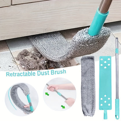 Extendable Microfiber Dust Brush Set with Long Handle Washable Reusable Multi Purpose Dry Wet Cleaning Brush for Sofa Bed Furniture Crevices