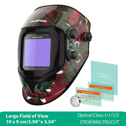 Máscara de soldadura com ecrã de visualização ampla, ARCCAPTAIN, com escurecimento automático True Color.