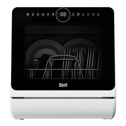 Compact Ihunt Bro Dishwasher Xpert, Turbo Clean, 950W, Drain Pump, Digital Control, Class B, 6 Programs, Heating / Drying, Water Supply Tap / Manual, 5L Water Reserve, 45Cm, White