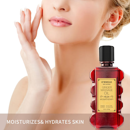 Massage Oil with Ginger Clary Vetiver and Ylang-ylang Massage Oils for Massage body Moisturizing Body Oil for Men and Women 8.8fl.oz