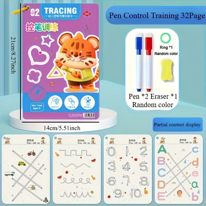 32-Page Reusable Magic Practice Notebook Set | Holistic Brain Development, Pen Control Training and Drawing Education Workbook | Learn Writing Skills, Paper Material, Educational Workbook | Color Pages | Durable Binding