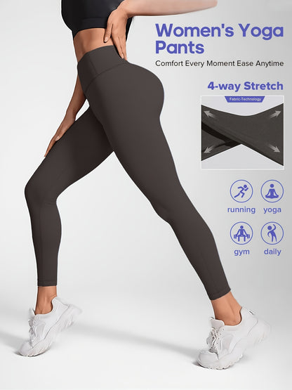 Women'S High-Waisted Elastic Yoga Pants - Compression, Stretchy & Comfortable for Fitness, Running, and Daily Wear - Solid Color Design, Workout Pants| highwaisted Leggings|Stretchy Fabri