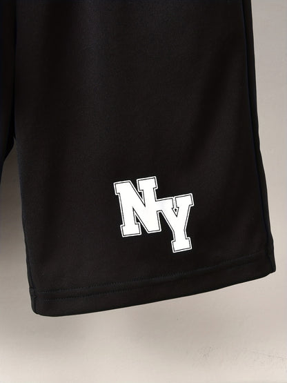 Cool Short-Sleeve T-Shirt with Letter Print And Shorts Set for Boys, for Outdoor