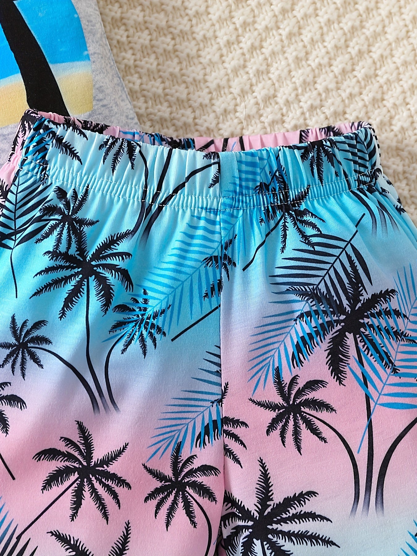 Boy's Coconut Trees Casual Outfit Round Neck Tank Top & Shorts Comfortable Breathable For Summer Kids Clothes Sets, Ideal For Daily & Outdoor Wear