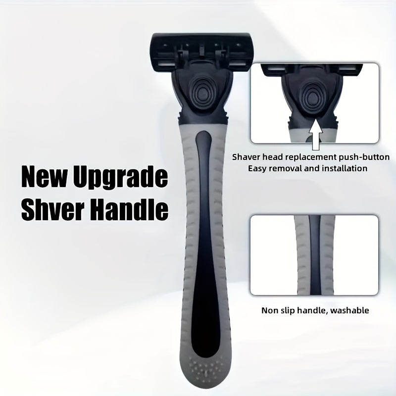 Men's Manual Razor, 6-layer Blades Razor, Non Slip Handle, Classic Men's Shaving Tools For Daily Use