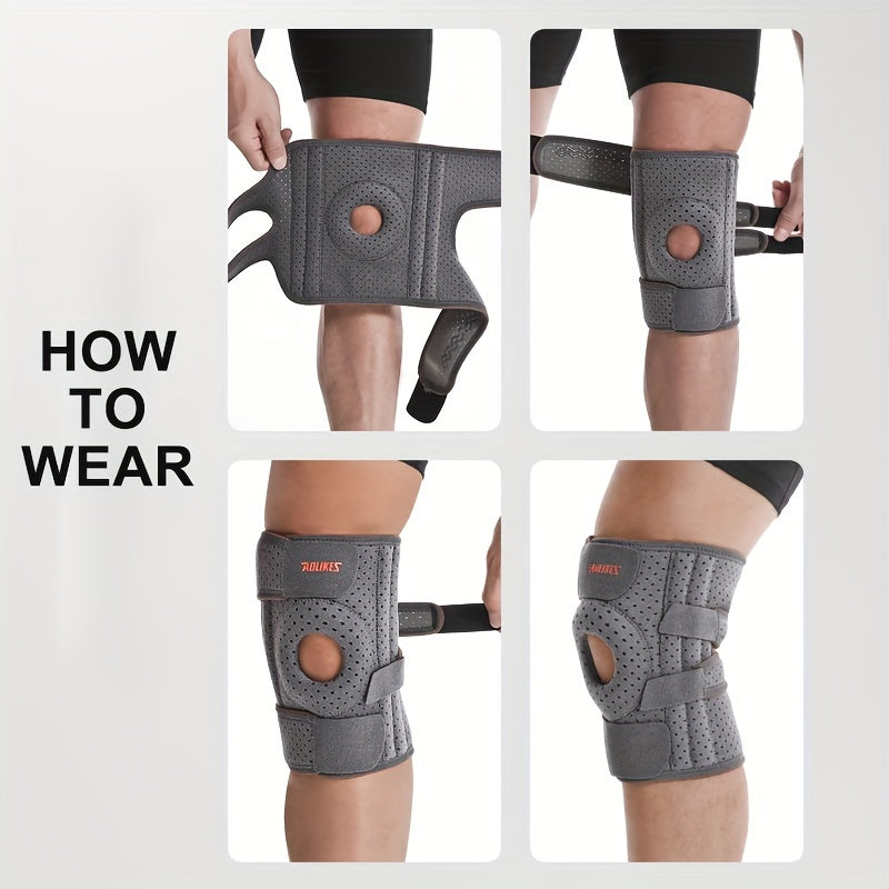 Adjustable Knee Brace Support - Breathable, Comfort Fit for Sports, Gray/Black, for Winter