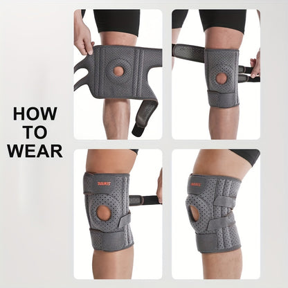 Adjustable Knee Brace Support - Breathable, Comfort Fit for Sports, Gray/Black, for Winter